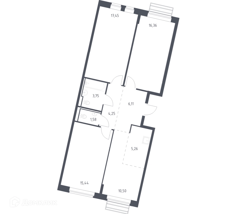 3-комнатная квартира 79.7 м² Рублевский квартал