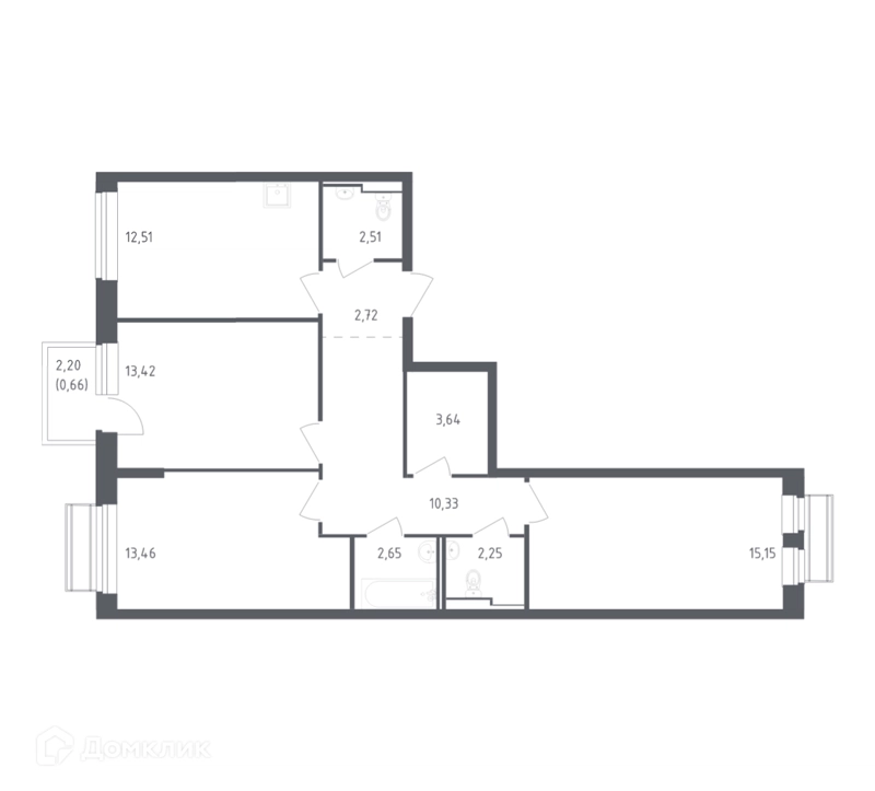 3-комнатная квартира 79.3 м² Рублевский квартал