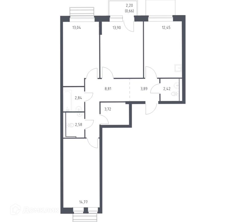 3-комнатная квартира 78.3 м² Рублевский квартал