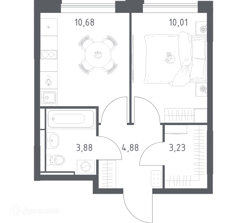 1-комнатная квартира 32.5 м² Прибрежный Парк