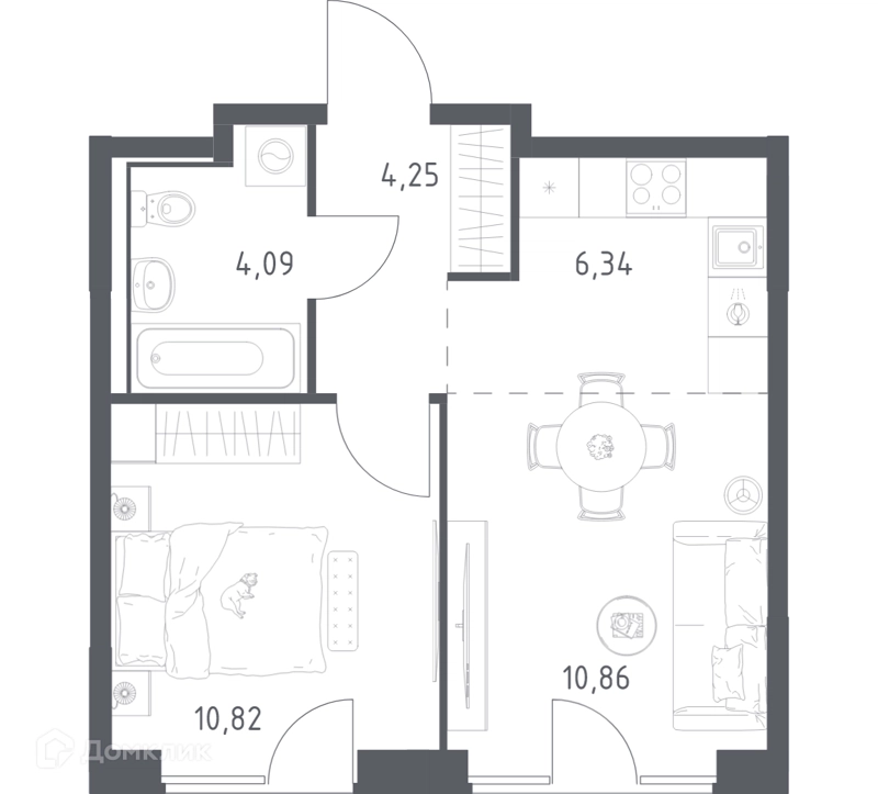 1-комнатная квартира 36.36 м² Прибрежный Парк