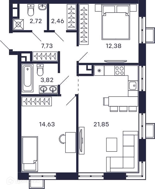2-комнатная квартира 67.33 м² Тетрис