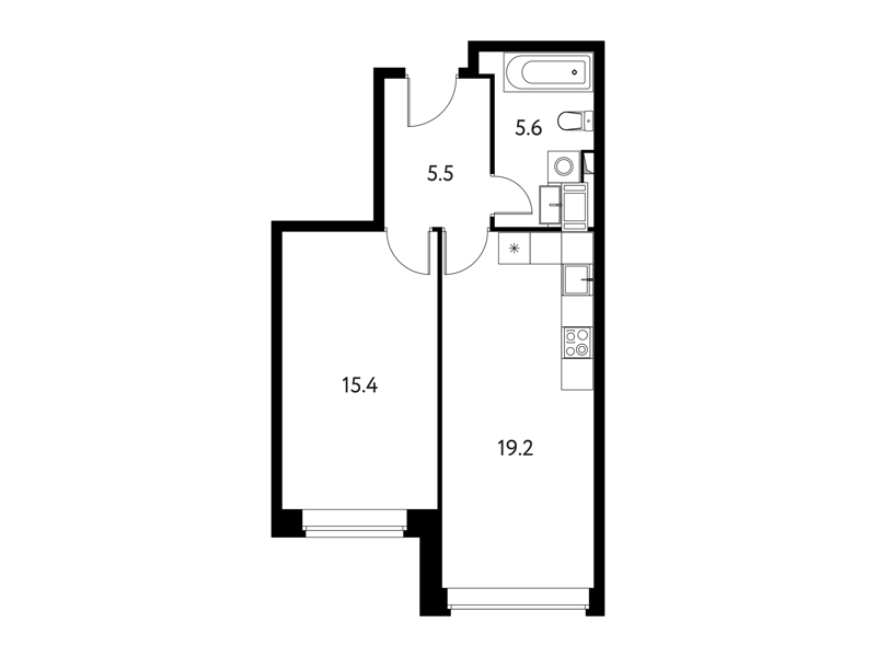 1-комнатная квартира 47.1 м² Солнечный Парк