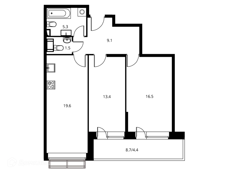 3-комнатная квартира 69.63 м² Солнечный Парк