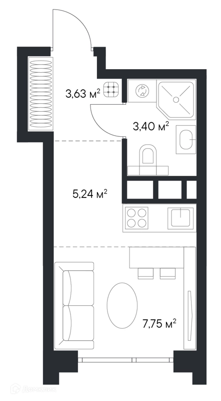Студия 20.02 м² Первый Нагатинский