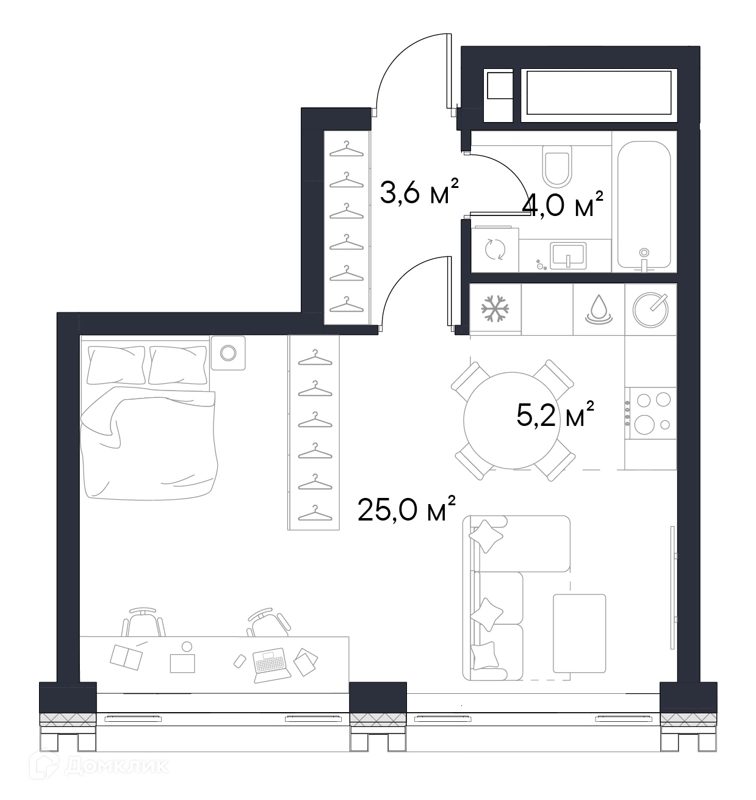Студия 37.8 м² Первый Нагатинский