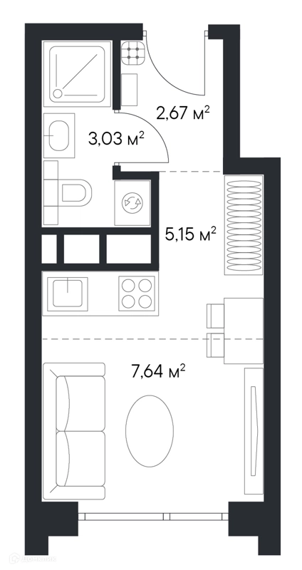 Студия 19.11 м² Первый Нагатинский