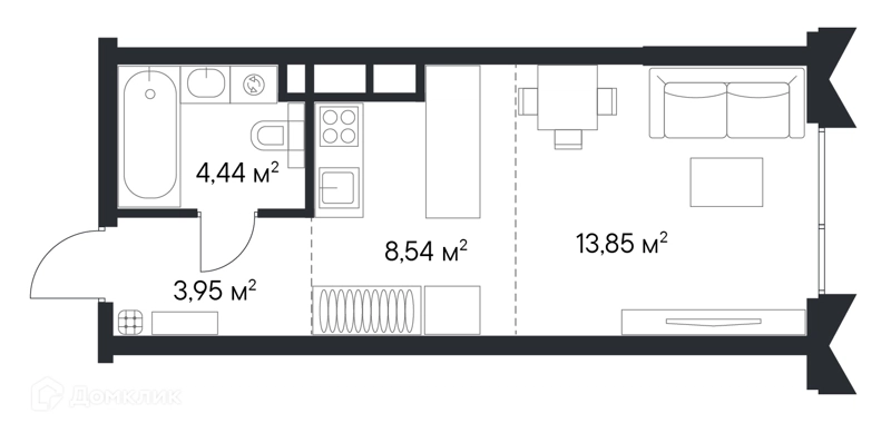 Студия 30.41 м² Первый Нагатинский