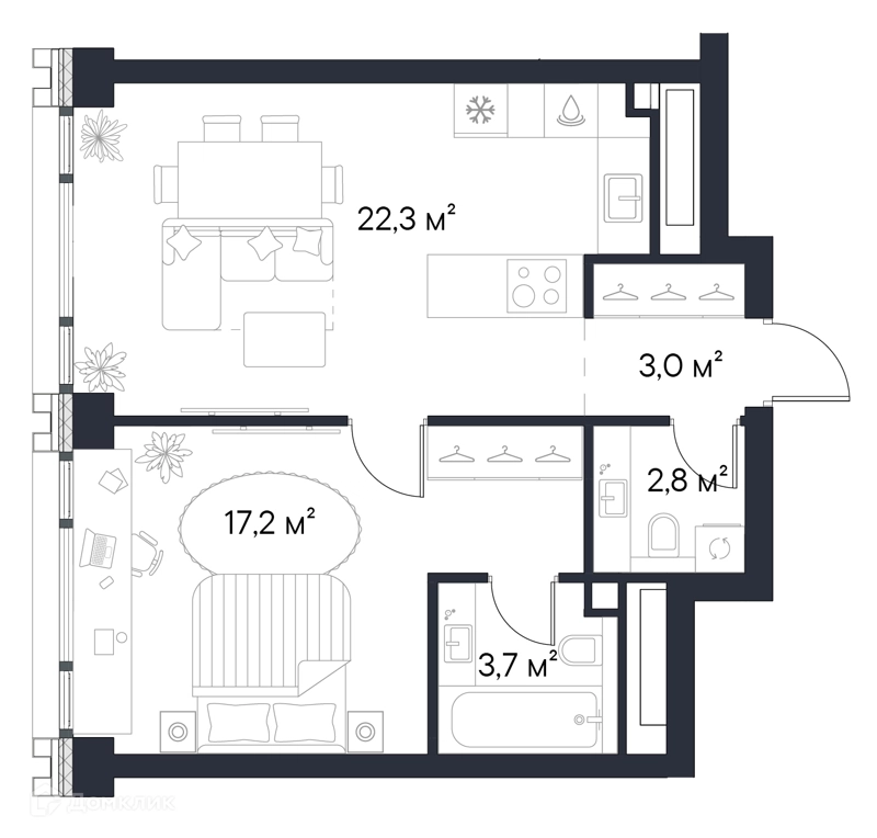 1-комнатная квартира 49 м² Первый Нагатинский