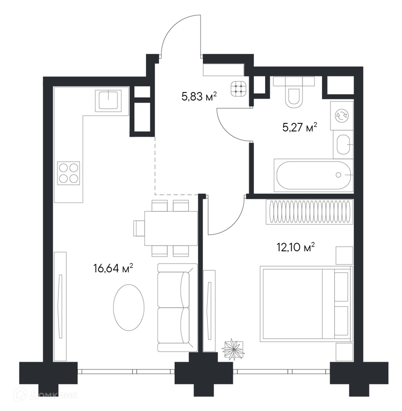 1-комнатная квартира 40.16 м² Первый Нагатинский