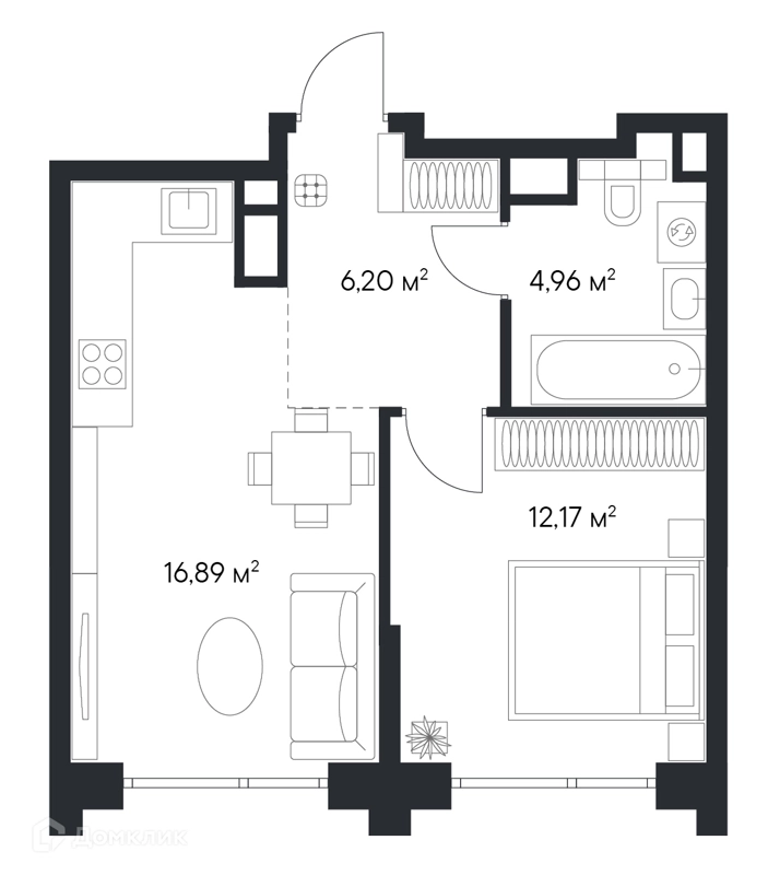 1-комнатная квартира 40.23 м² Первый Нагатинский
