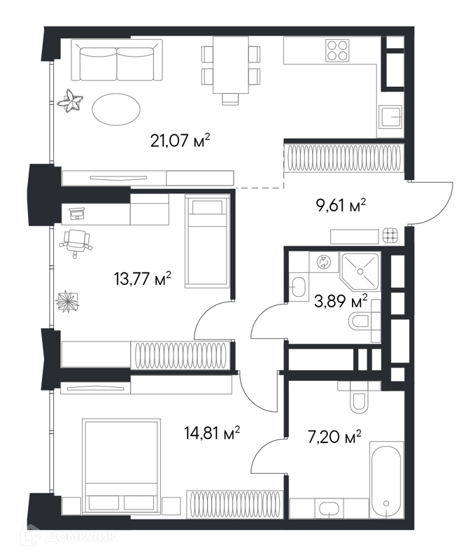 2-комнатная квартира 69.5 м² Первый Нагатинский