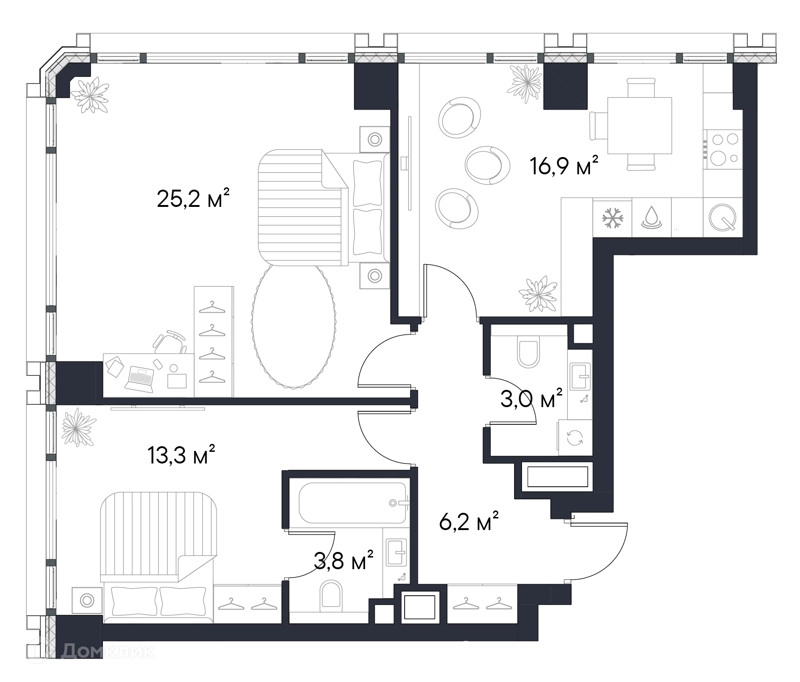 2-комнатная квартира 68.4 м² Первый Нагатинский