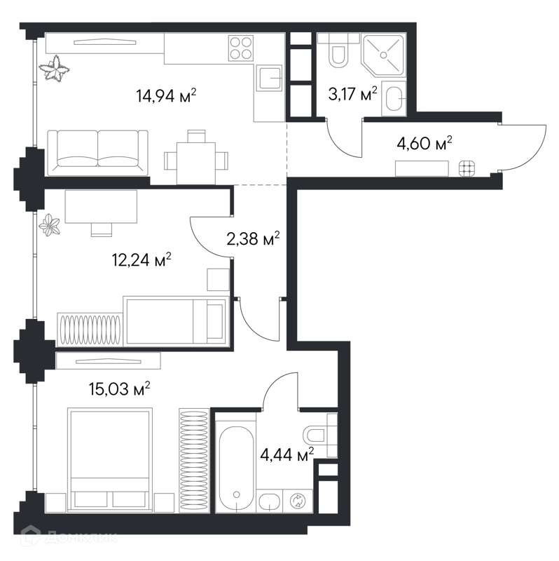 2-комнатная квартира 56.8 м² Первый Нагатинский