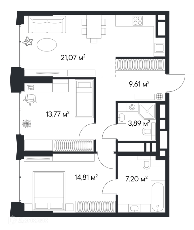 2-комнатная квартира 70.35 м² Первый Нагатинский