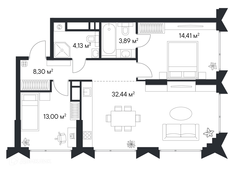 2-комнатная квартира 75.33 м² Первый Нагатинский