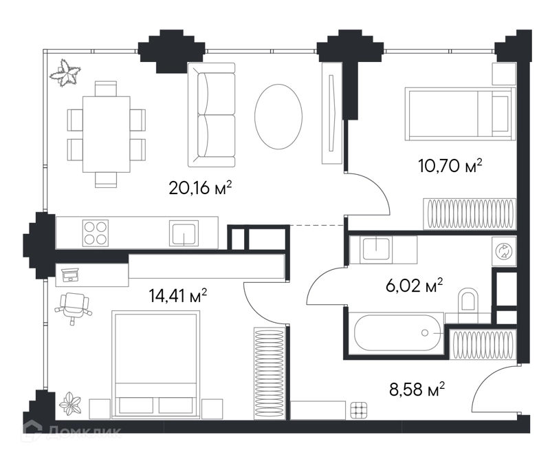 2-комнатная квартира 59.87 м² Первый Нагатинский