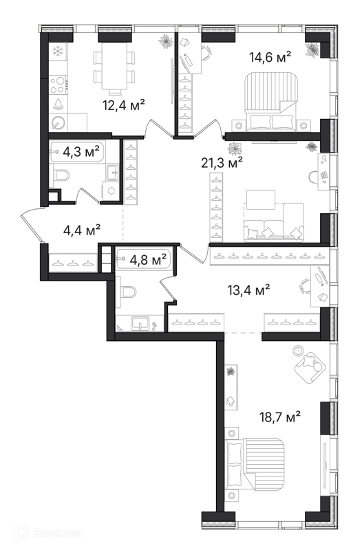 3-комнатная квартира 93.9 м² Первый Нагатинский