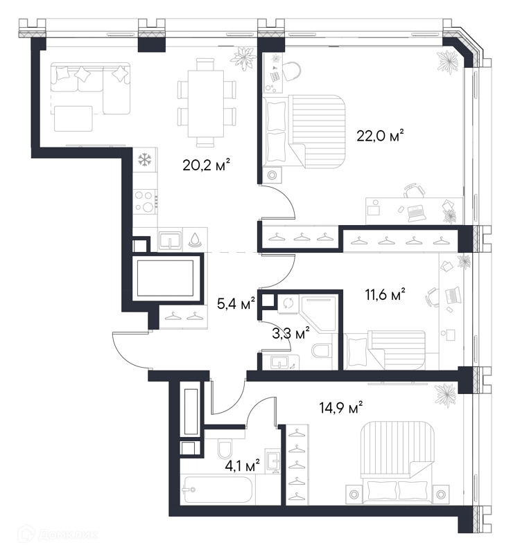 3-комнатная квартира 81.5 м² Первый Нагатинский