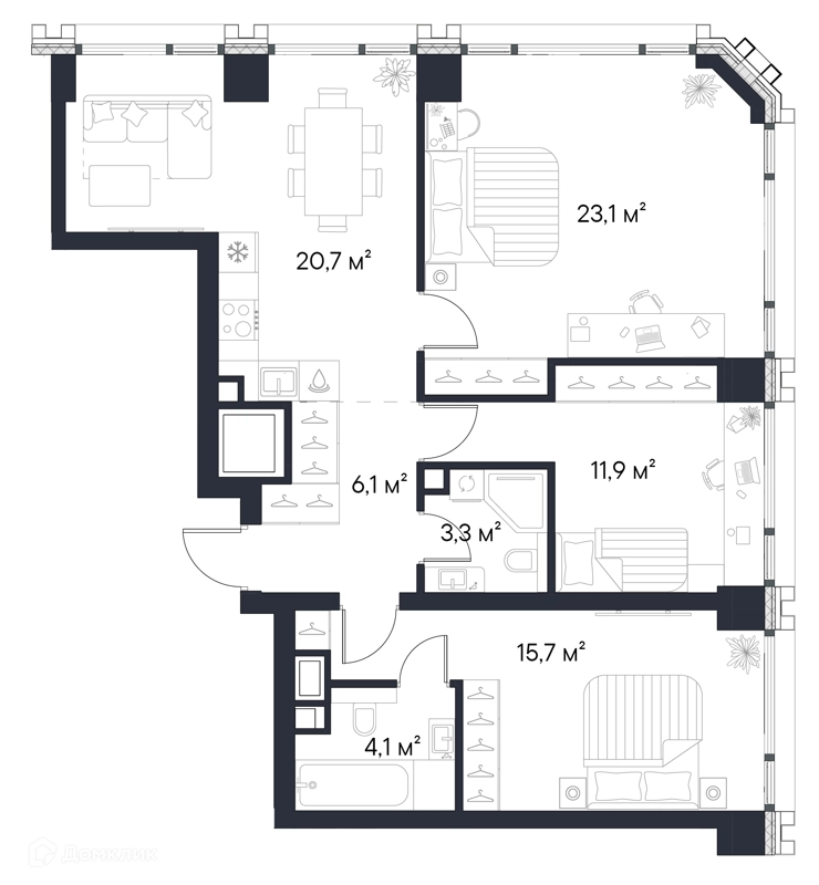 3-комнатная квартира 84.9 м² Первый Нагатинский
