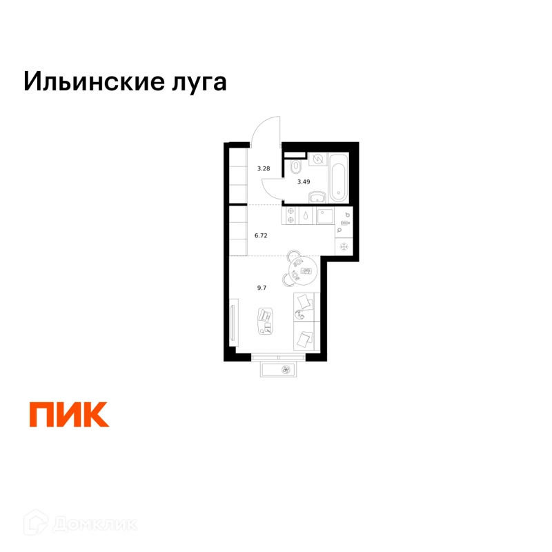 Студия 23.19 м² Ильинские луга
