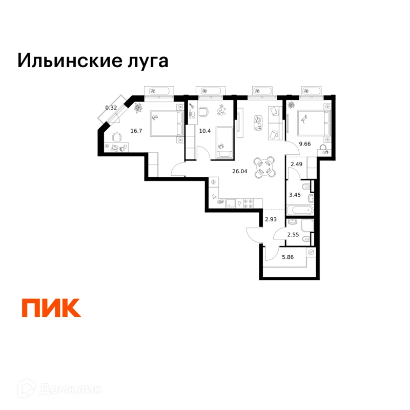 Студия 80.4 м² Ильинские луга