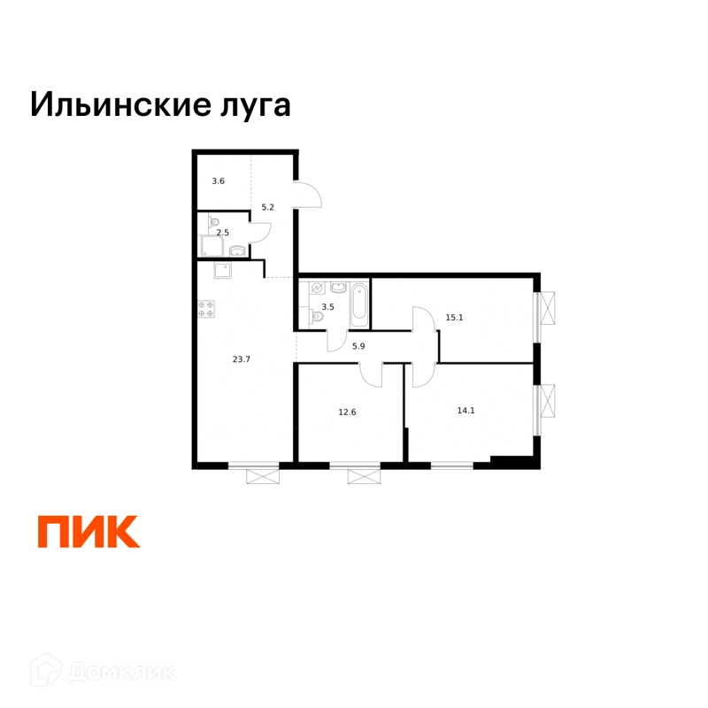 3-комнатная квартира 86.2 м² Ильинские луга
