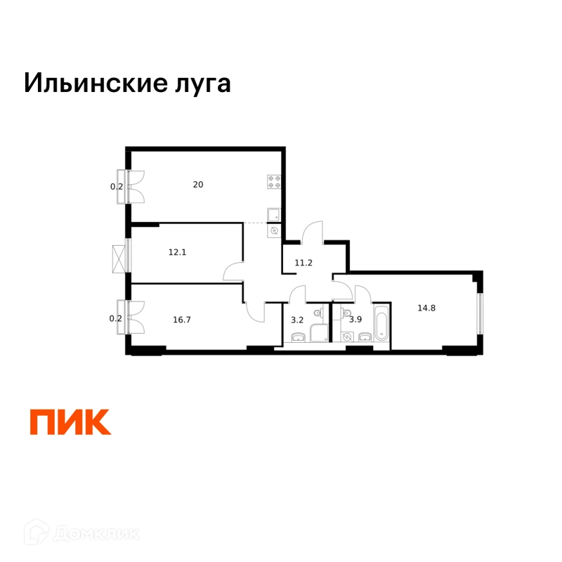 3-комнатная квартира 82.3 м² Ильинские луга