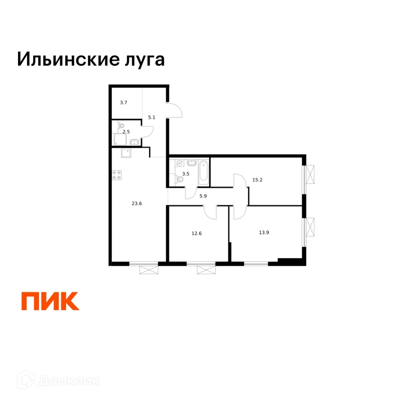 3-комнатная квартира 86 м² Ильинские луга
