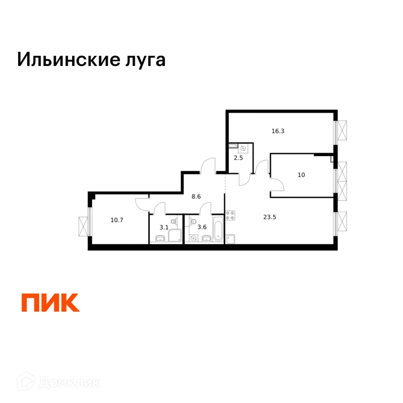 3-комнатная квартира 78.3 м² Ильинские луга
