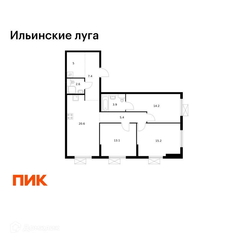 3-комнатная квартира 87.4 м² Ильинские луга