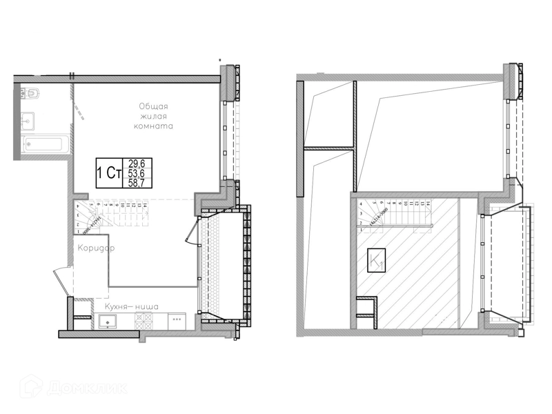 1-комнатная квартира 55.13 м² АРТ