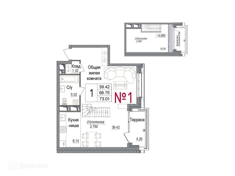 2-комнатная квартира 72.31 м² АРТ
