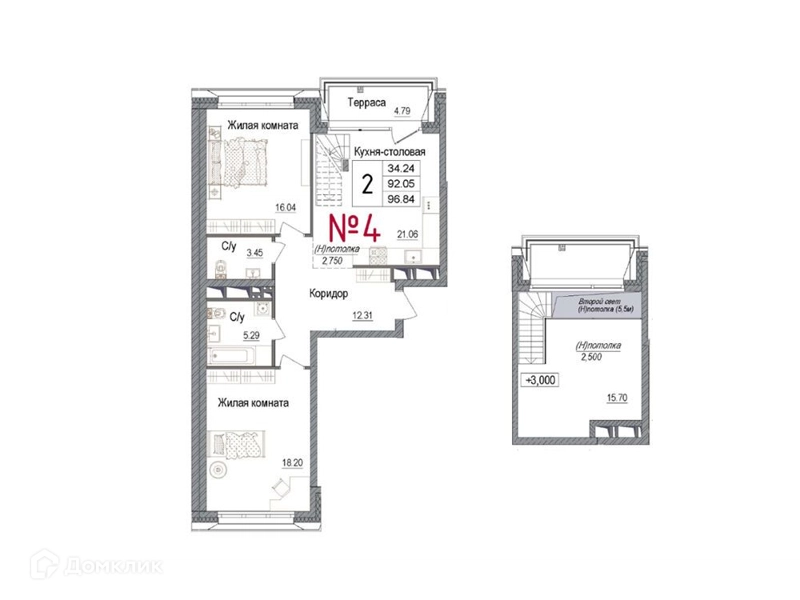 2-комнатная квартира 92.92 м² АРТ
