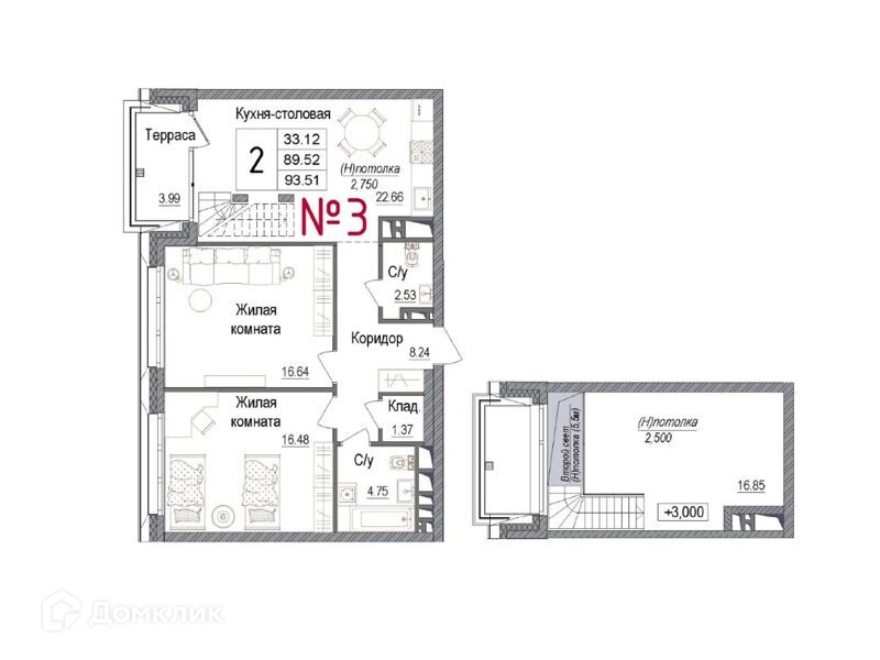 2-комнатная квартира 90.91 м² АРТ
