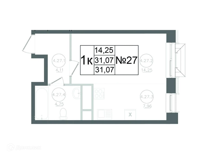 Студия 31.07 м² Авиатор-2