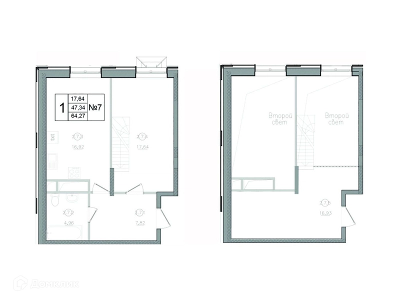 1-комнатная квартира 64.27 м² Авиатор-2