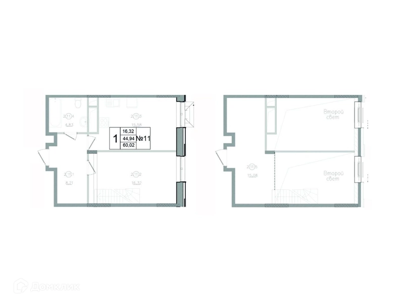 1-комнатная квартира 60.02 м² Авиатор-2