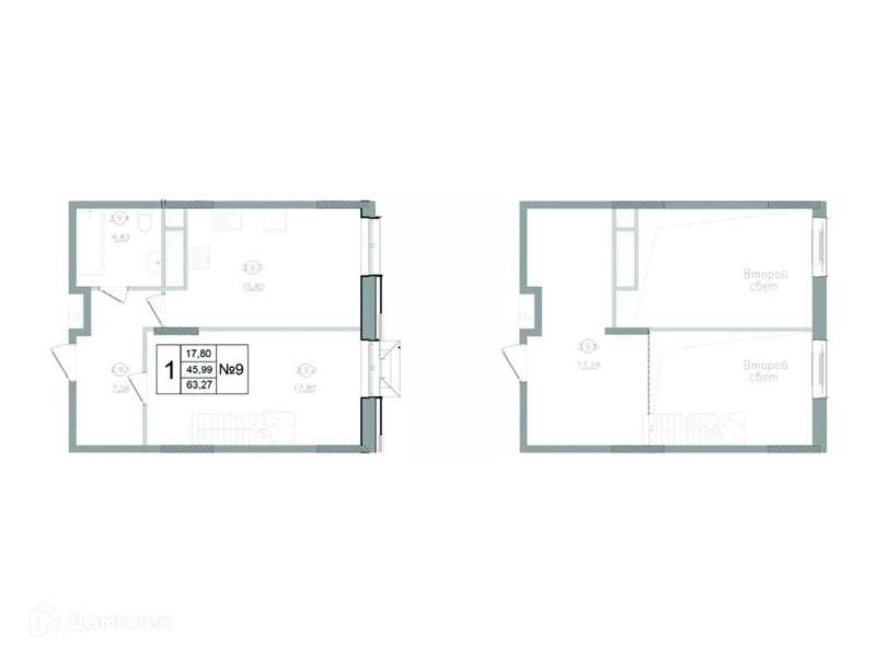 1-комнатная квартира 63.27 м² Авиатор-2