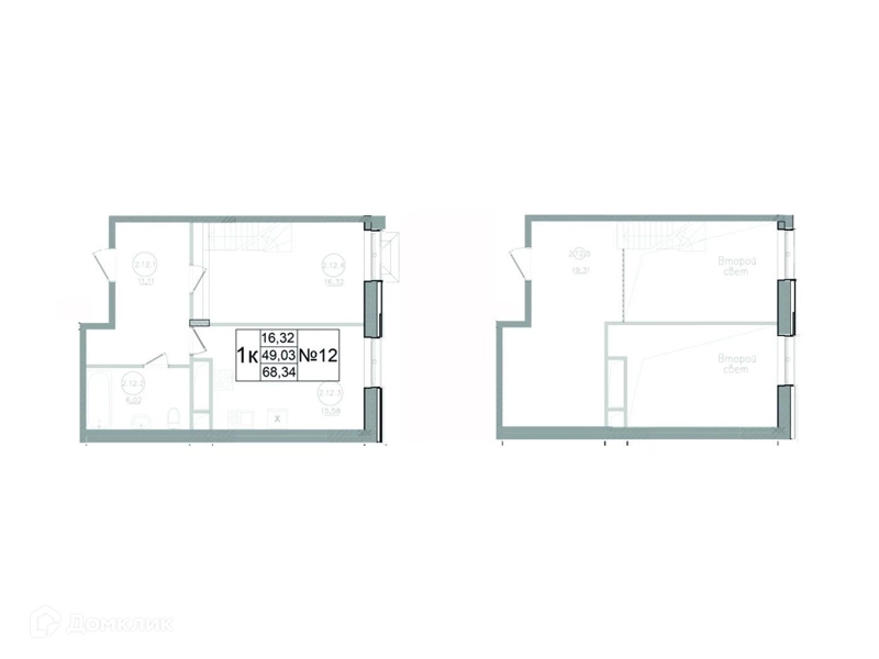 1-комнатная квартира 68.34 м² Авиатор-2