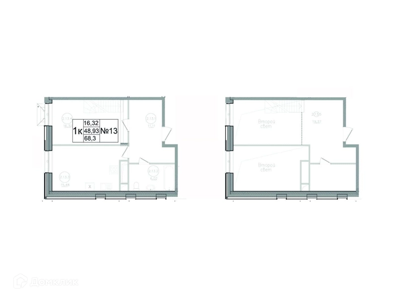1-комнатная квартира 68.3 м² Авиатор-2