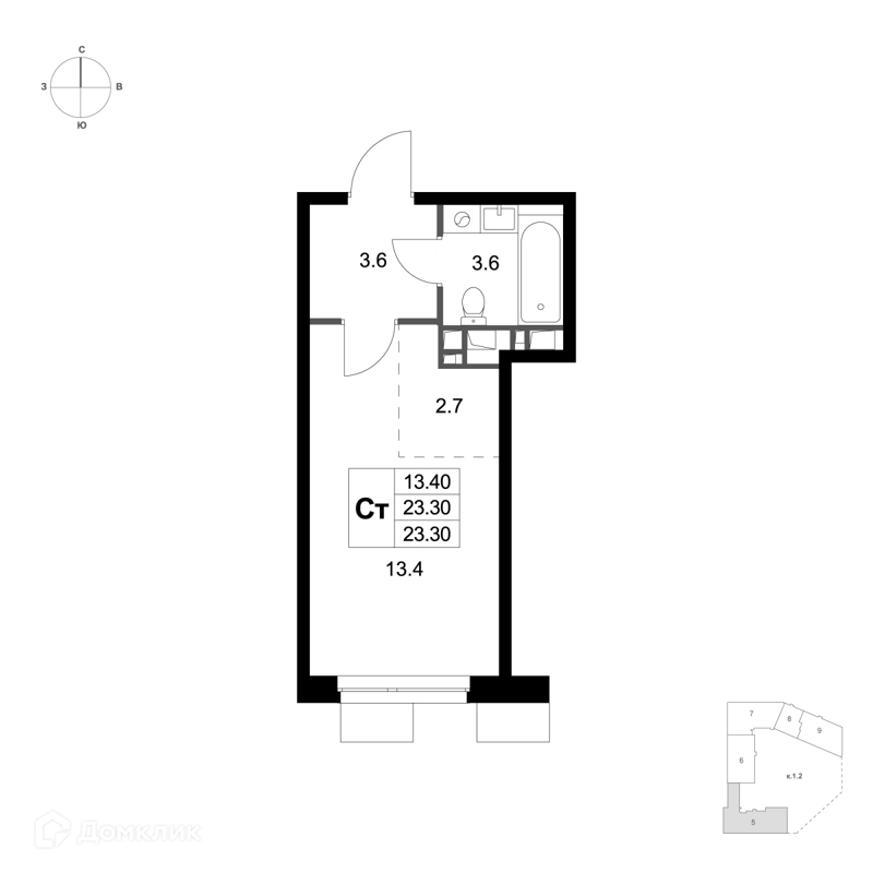 Студия 23.3 м² Легенда Марусино
