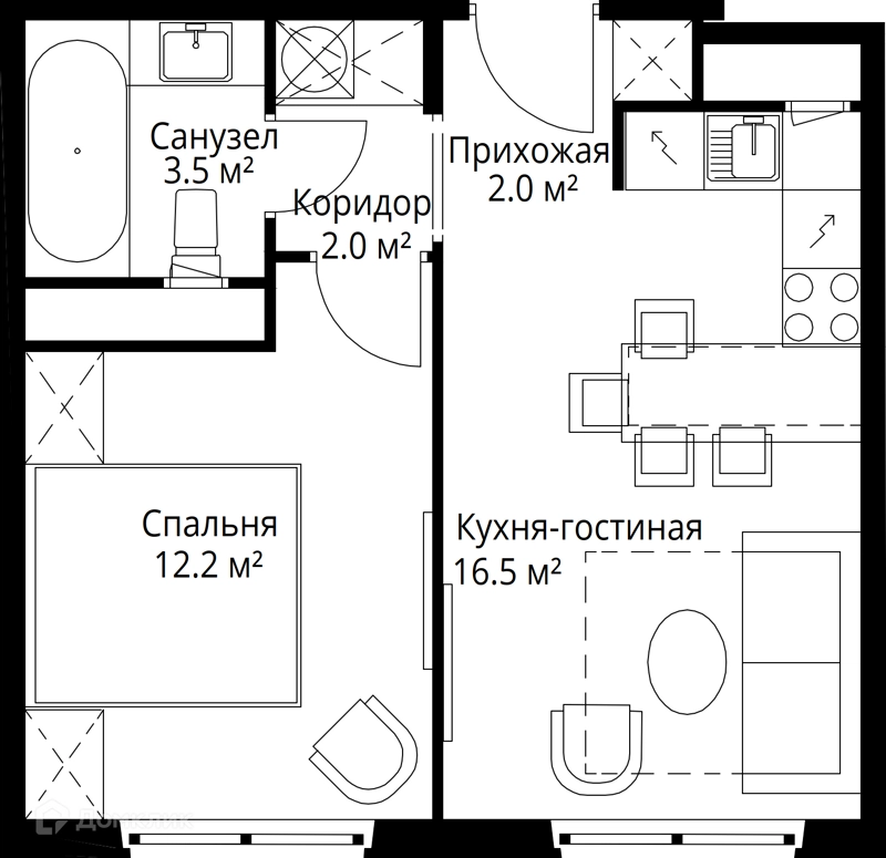 1-комнатная квартира 36.2 м² У реки.Эко Видное 2.0