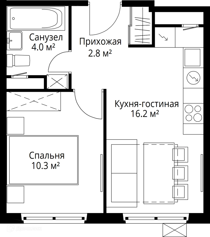 1-комнатная квартира 33.3 м² У реки.Эко Видное 2.0