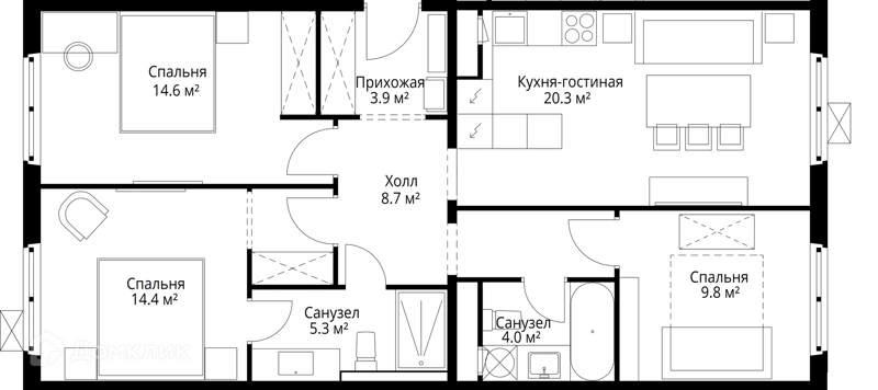 3-комнатная квартира 81 м² У реки.Эко Видное 2.0