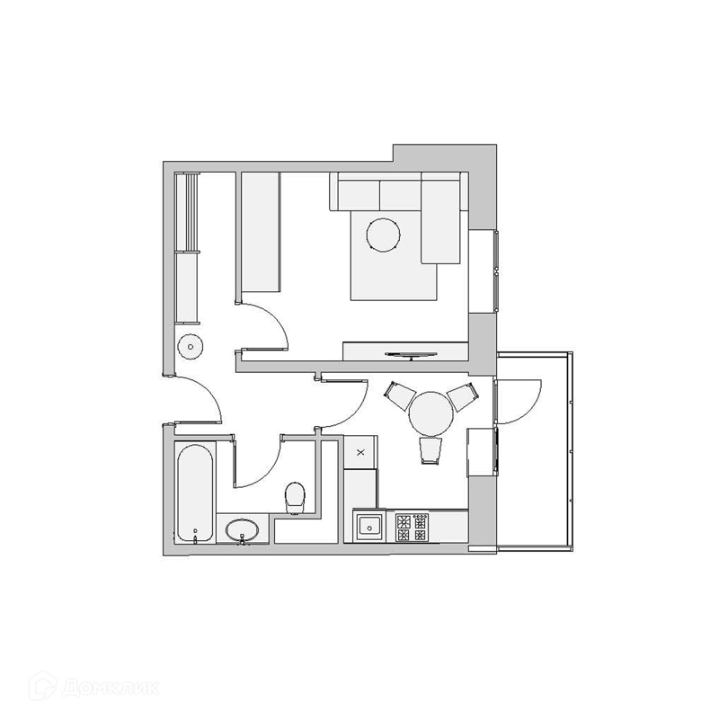 1-комнатная квартира 41.8 м² Высокий Берег