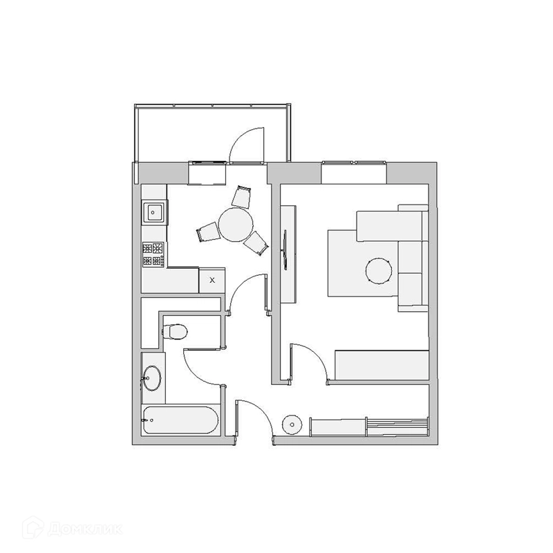 1-комнатная квартира 39.8 м² Высокий Берег