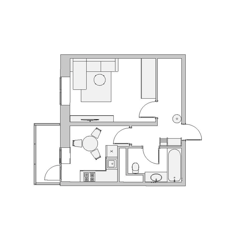 1-комнатная квартира 40.6 м² Высокий Берег