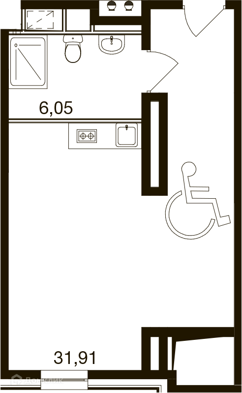 Студия 40.1 м² M1 Сколково