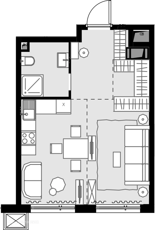 1-комнатная квартира 33.1 м² Дом МАЛЕВИЧ